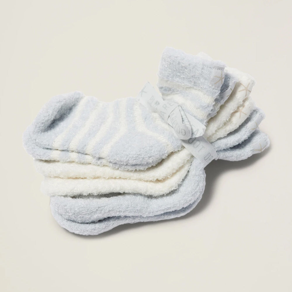 Barefoot Dreams Cozychic Blue-Pearl 3 Pair Infant Socks