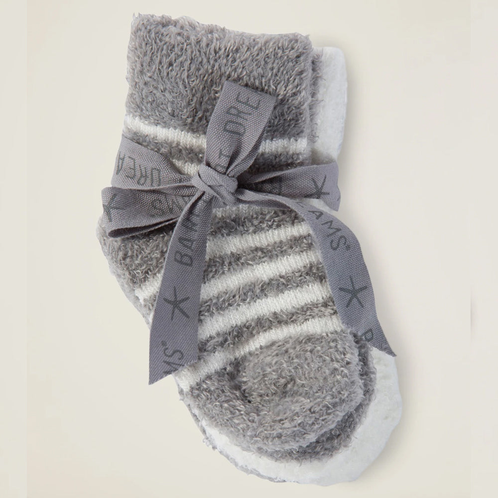 Barefoot Dreams Cozychic Infant Socks 3-Pack Pewter-Pearl
