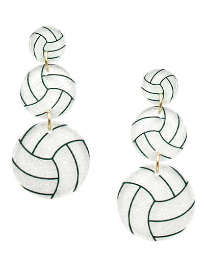 Volleyball Acrylic 3-Drop Post Earring