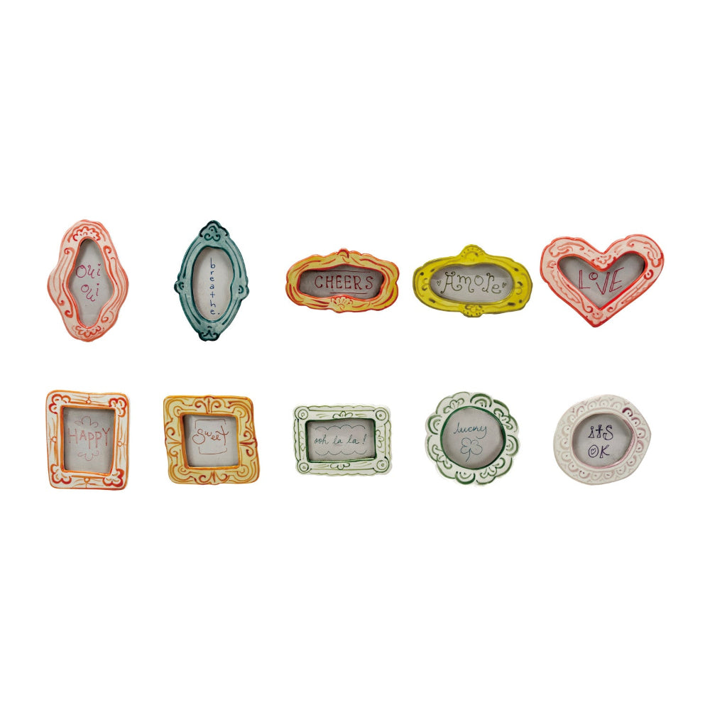 Hand-Painted Stoneware Mini Photo Frame Magnet 10 Styles