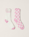 Barefoot Dreams Cozychic 2 Pair Barbie Sock Barbie Pink Multi