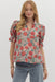 Entro Vintage Floral Pattern Puff Sleeve Top