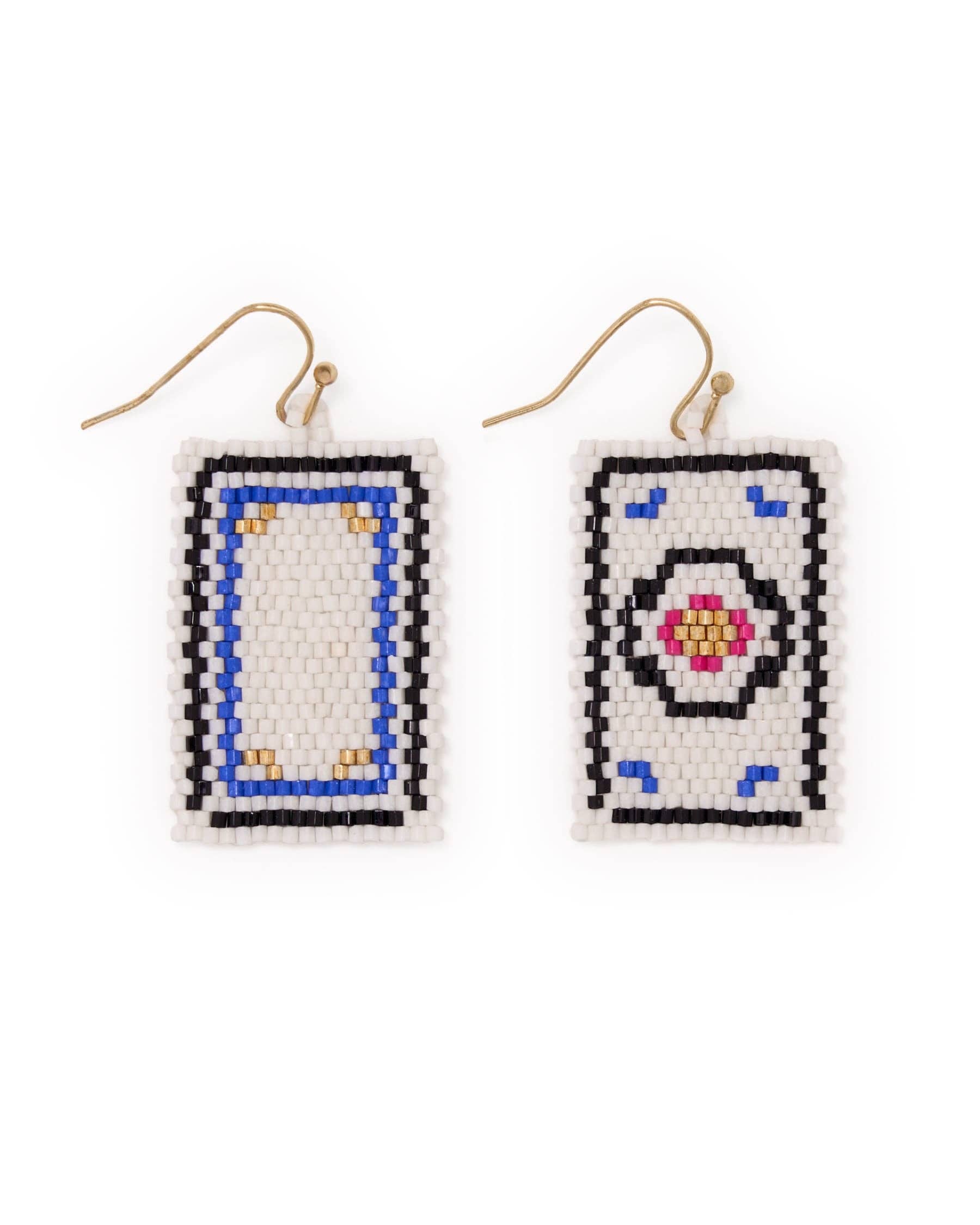 Circle Lily Beaded Mahjong Earrings