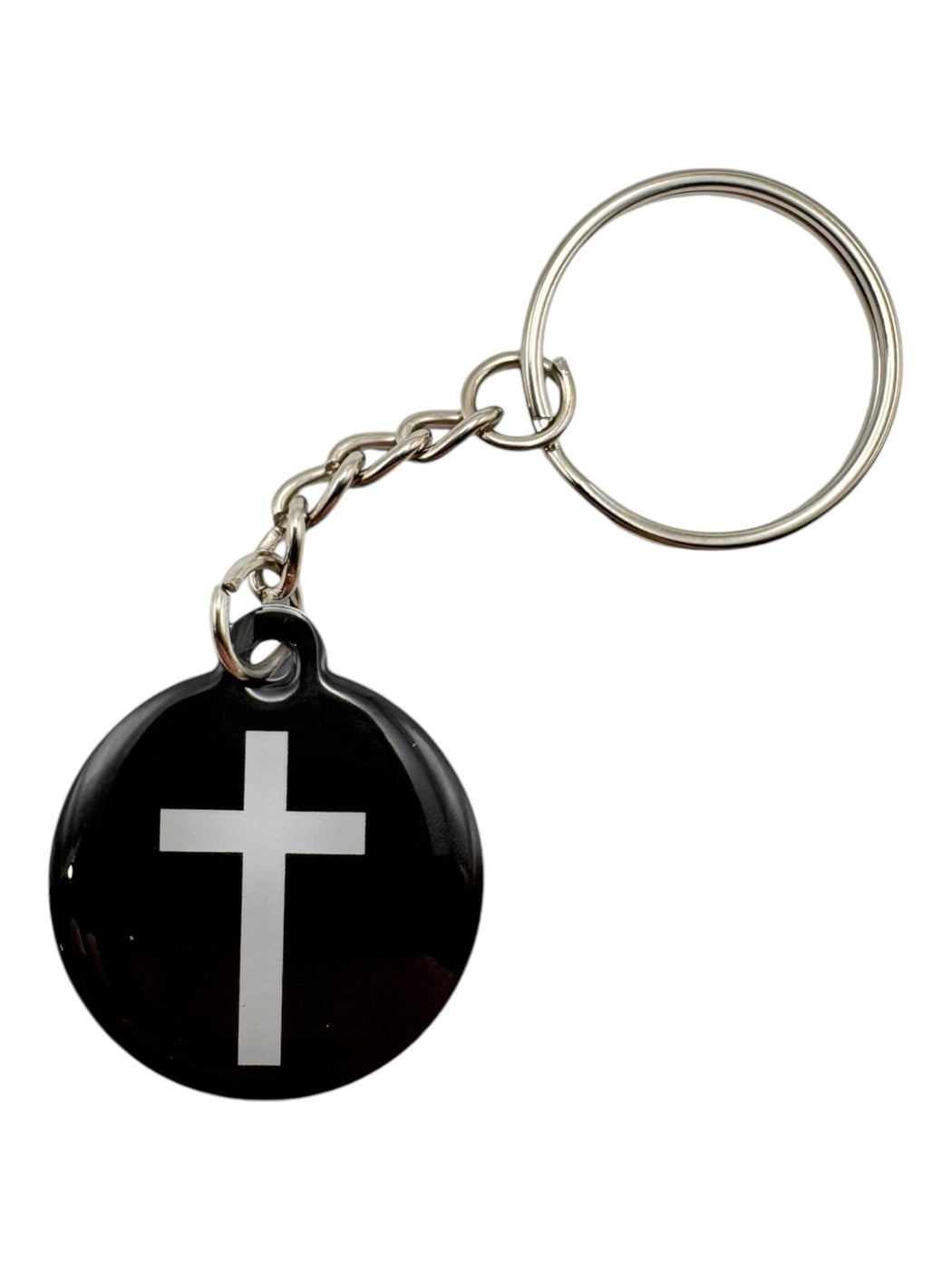 Tap to Pray Black + Cross Prayer Tag Keychain