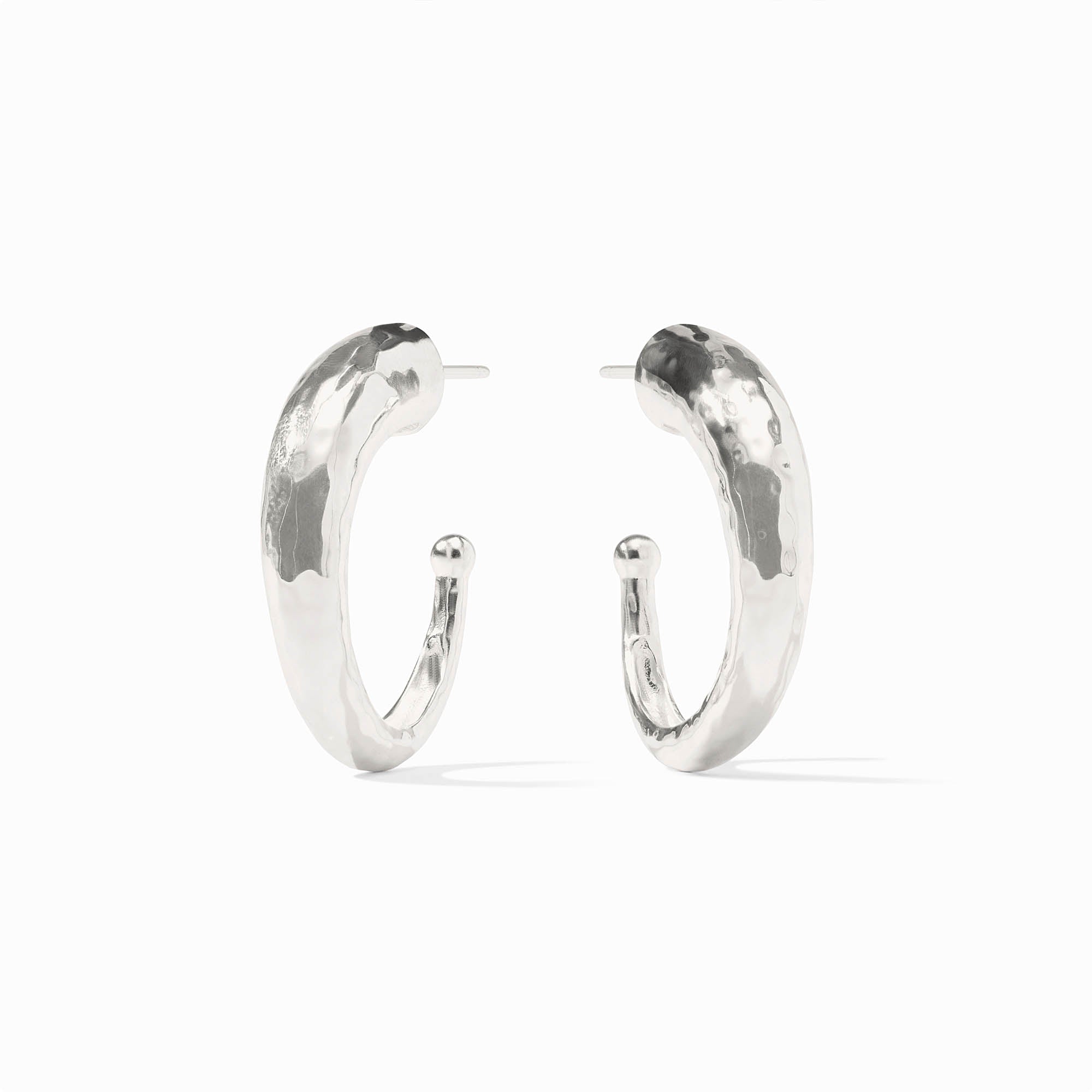 Medium Silver Hammered Hoop