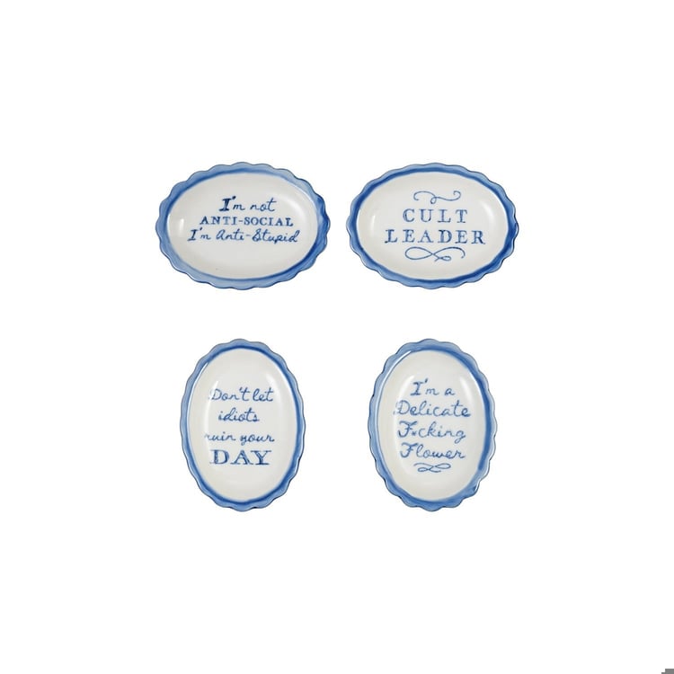 Stoneware Scalloped Dish w/Saying