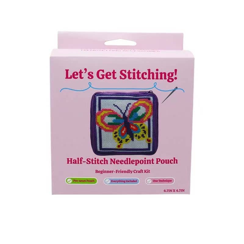 Butterfly Needlepoint Pouch Bag