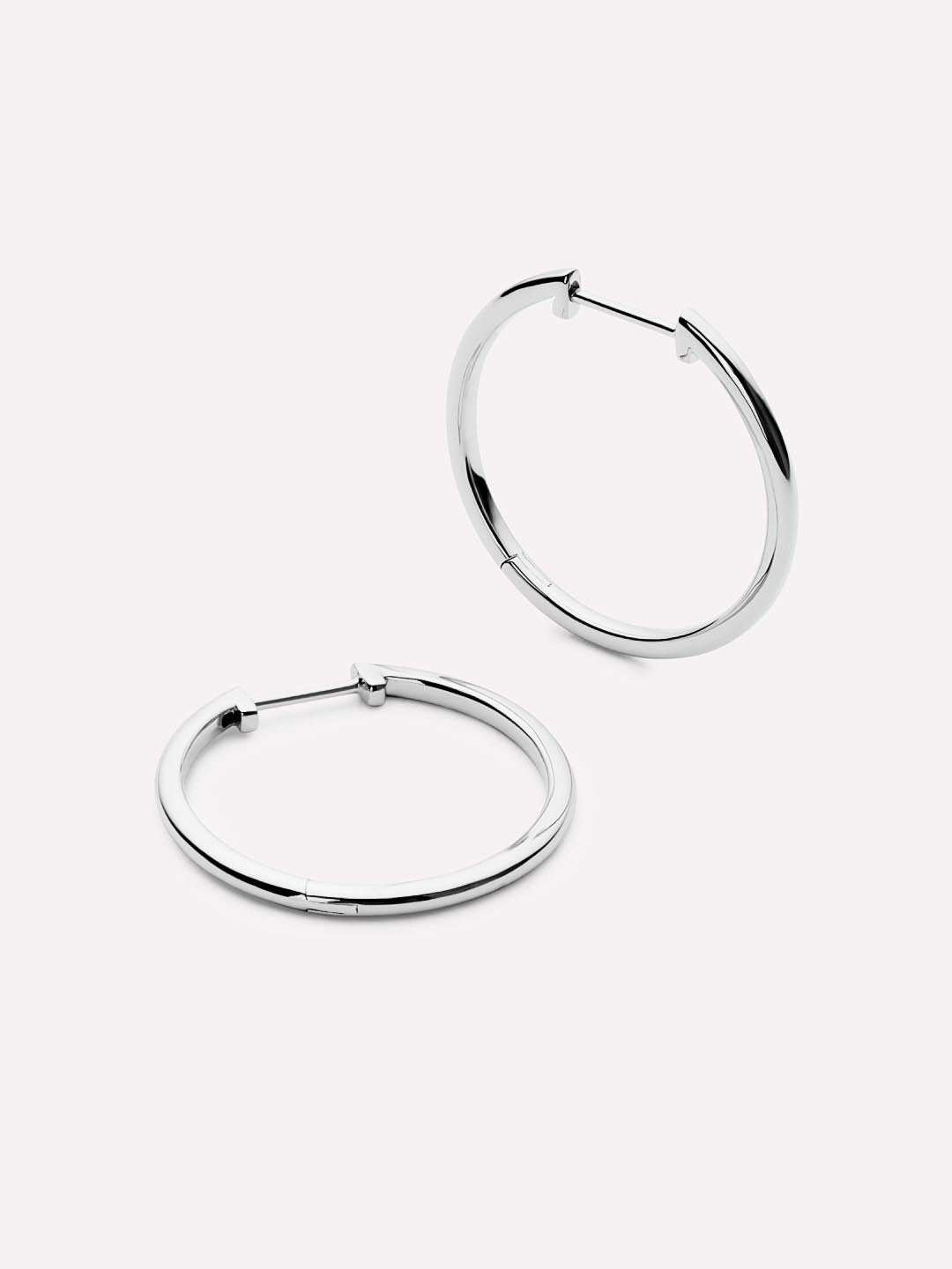 Lo Silver Medium Slim Endless Hoop Earrings