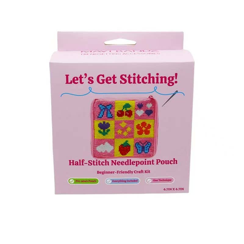 Checkered Needlepoint Pouch Bag