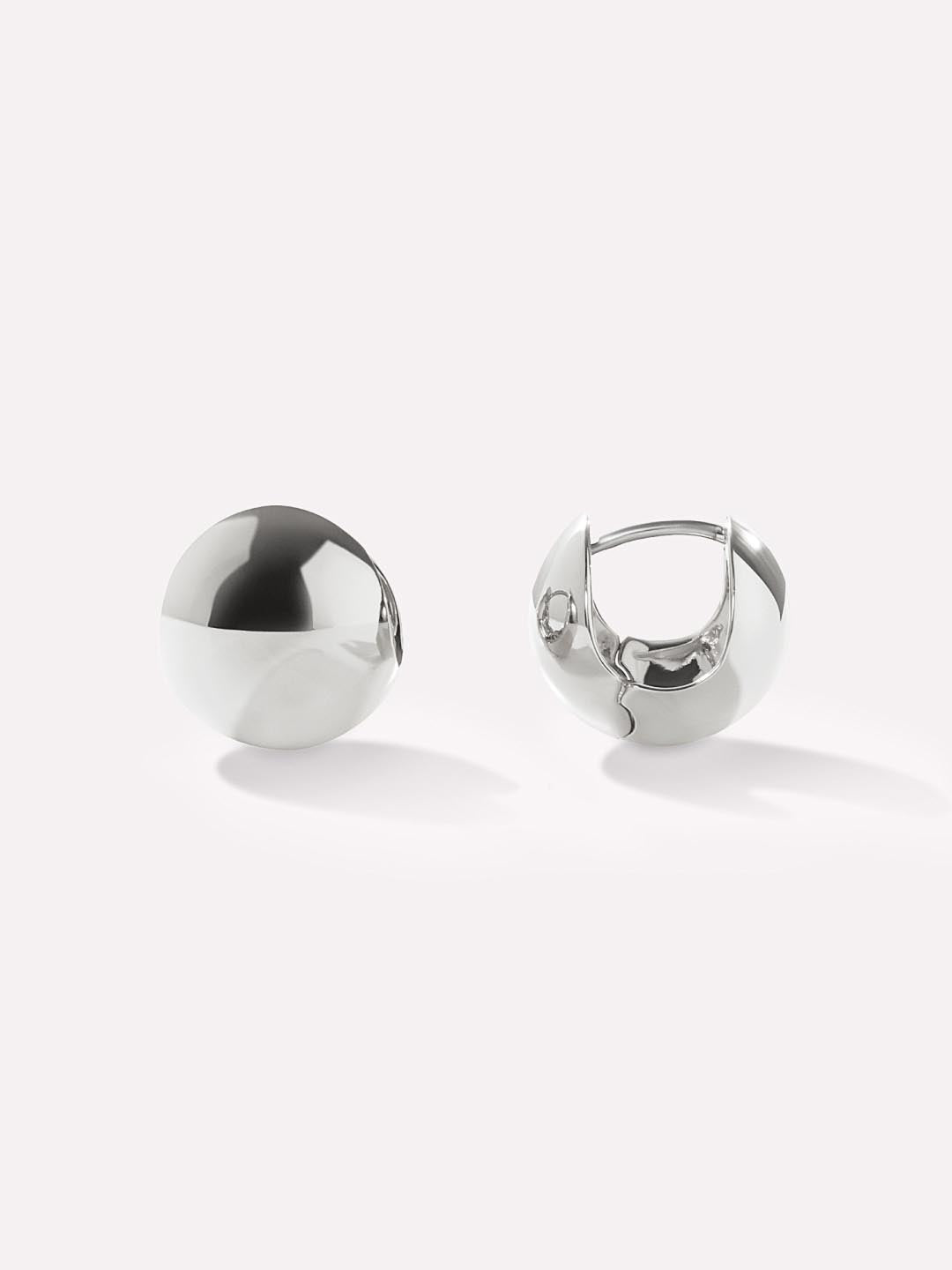 Mini Abby Silver Sphere Hoop Earrings