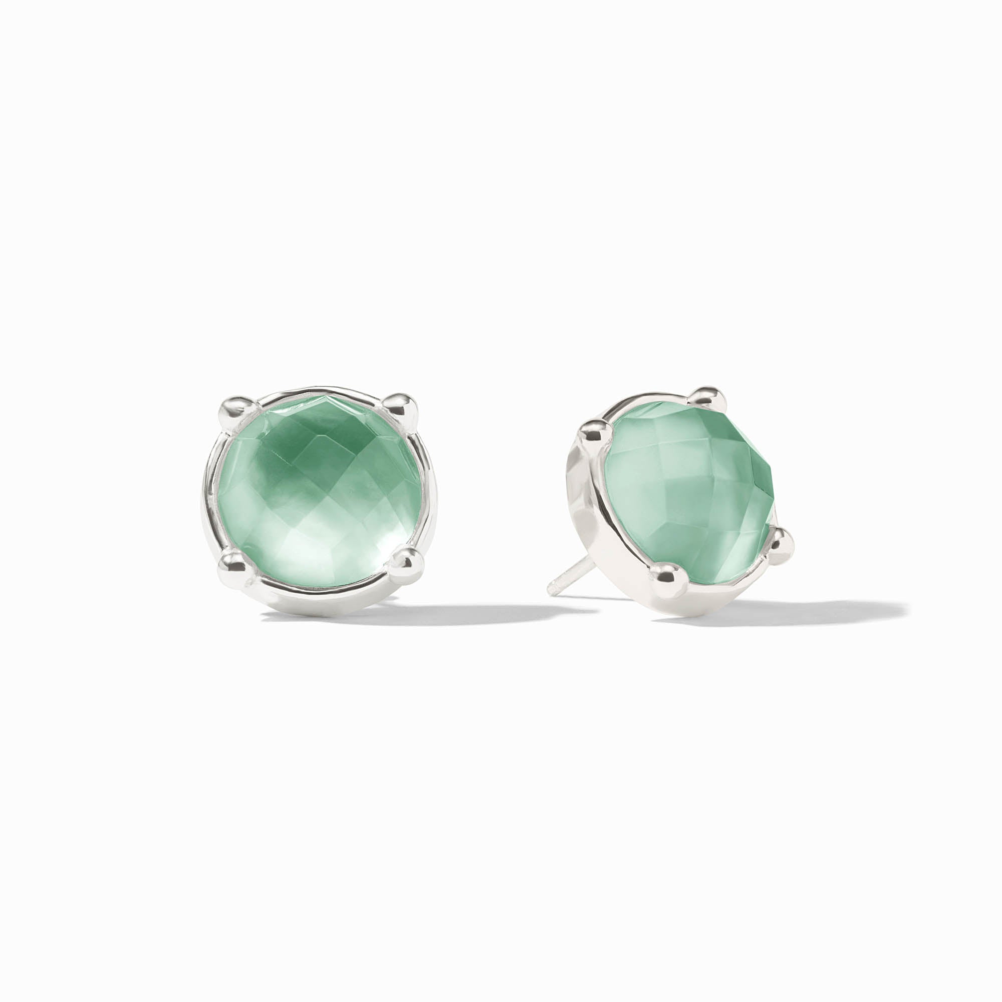 Silver Iridescent Aquamarine Blue Honey Stud