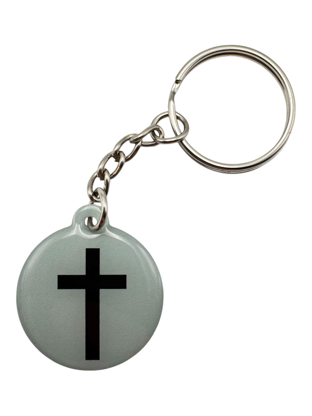Tap to Pray White + Cross Prayer Tag Keychain