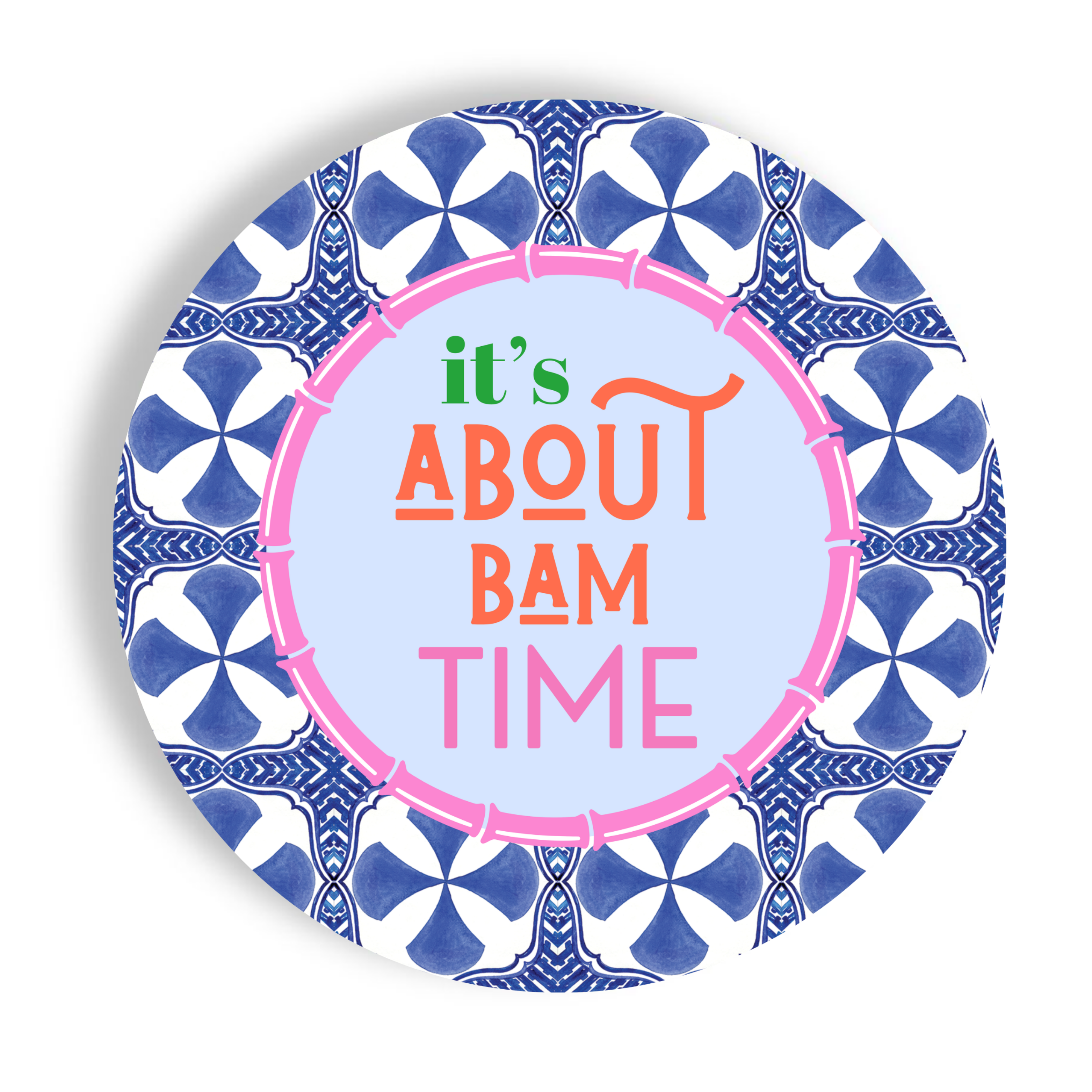 Blue Tile It's About Bam Time Mahjong Paper Plates