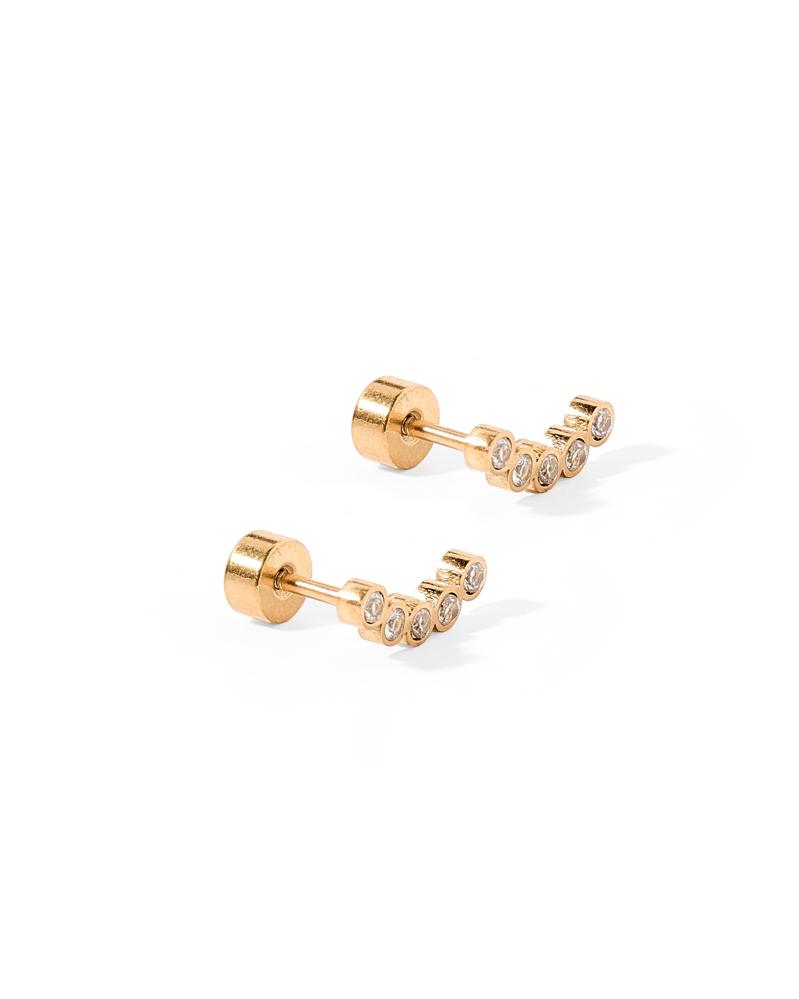 Abigail Sparkle Gold Screwback Stud Earrings