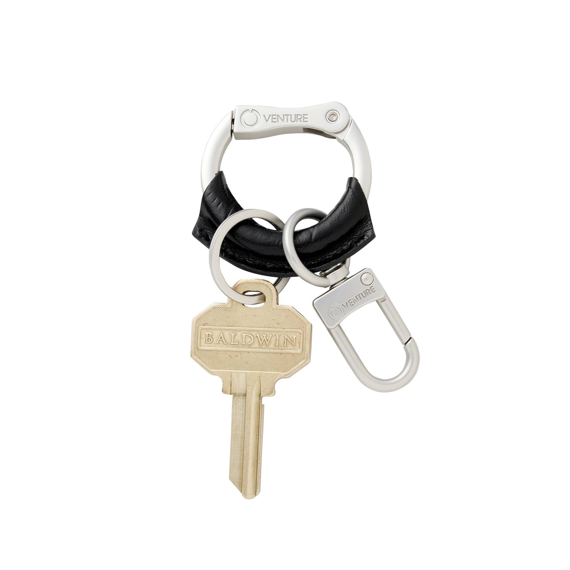 Sleek Black Leather O-Boy Key Ring
