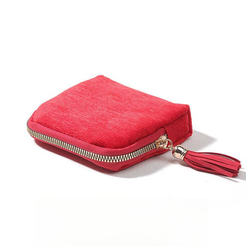 Burgundy Fringe Zipper Jewelry Organizer