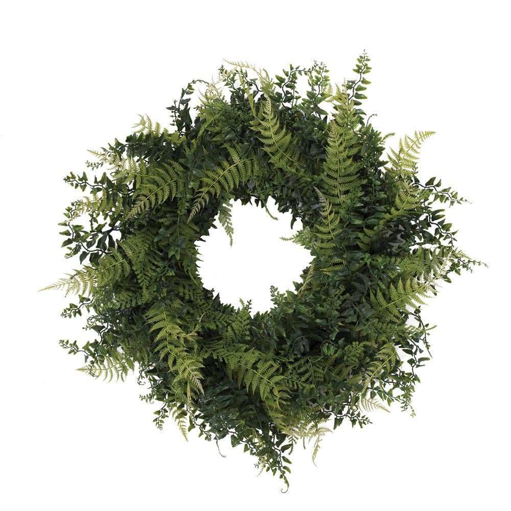 24" Buckler Fern & Grass Wreath