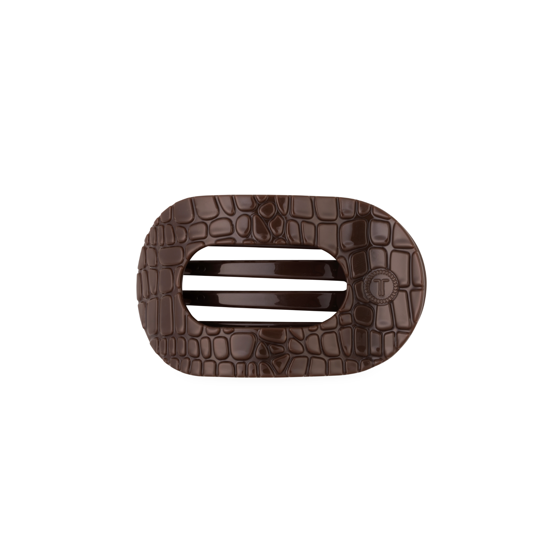 Brown Crocodile Small Flat Round Clip Teleties
