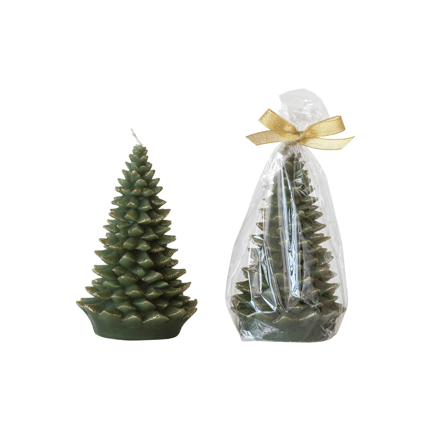 7" Tree Shaped Candle w/Gold Tips