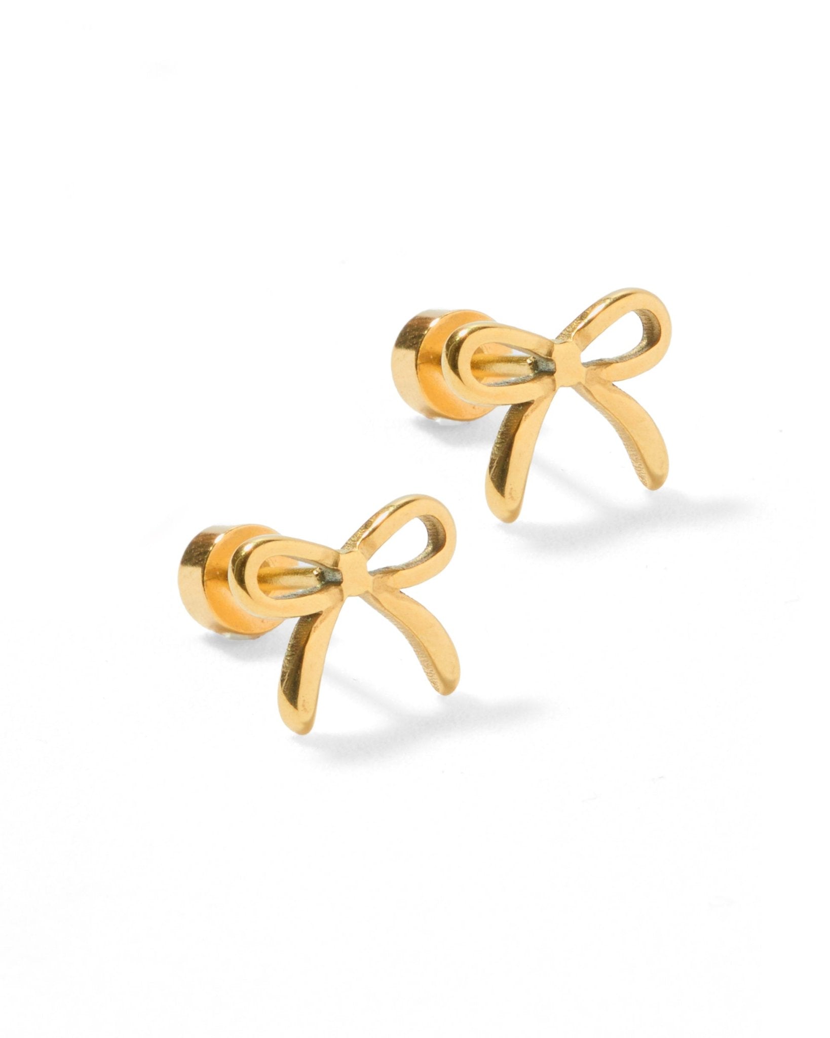 Sadie Gold Bow Screwback Stud Earrings