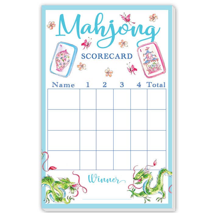 Mahjong Scorecard Butterflies & Dragon Large Notepad