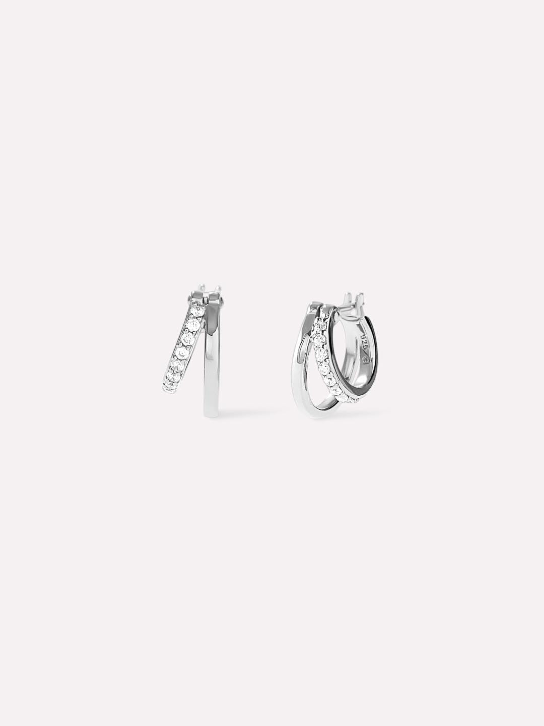 Toda Mini Silver Double Hoop Earrings
