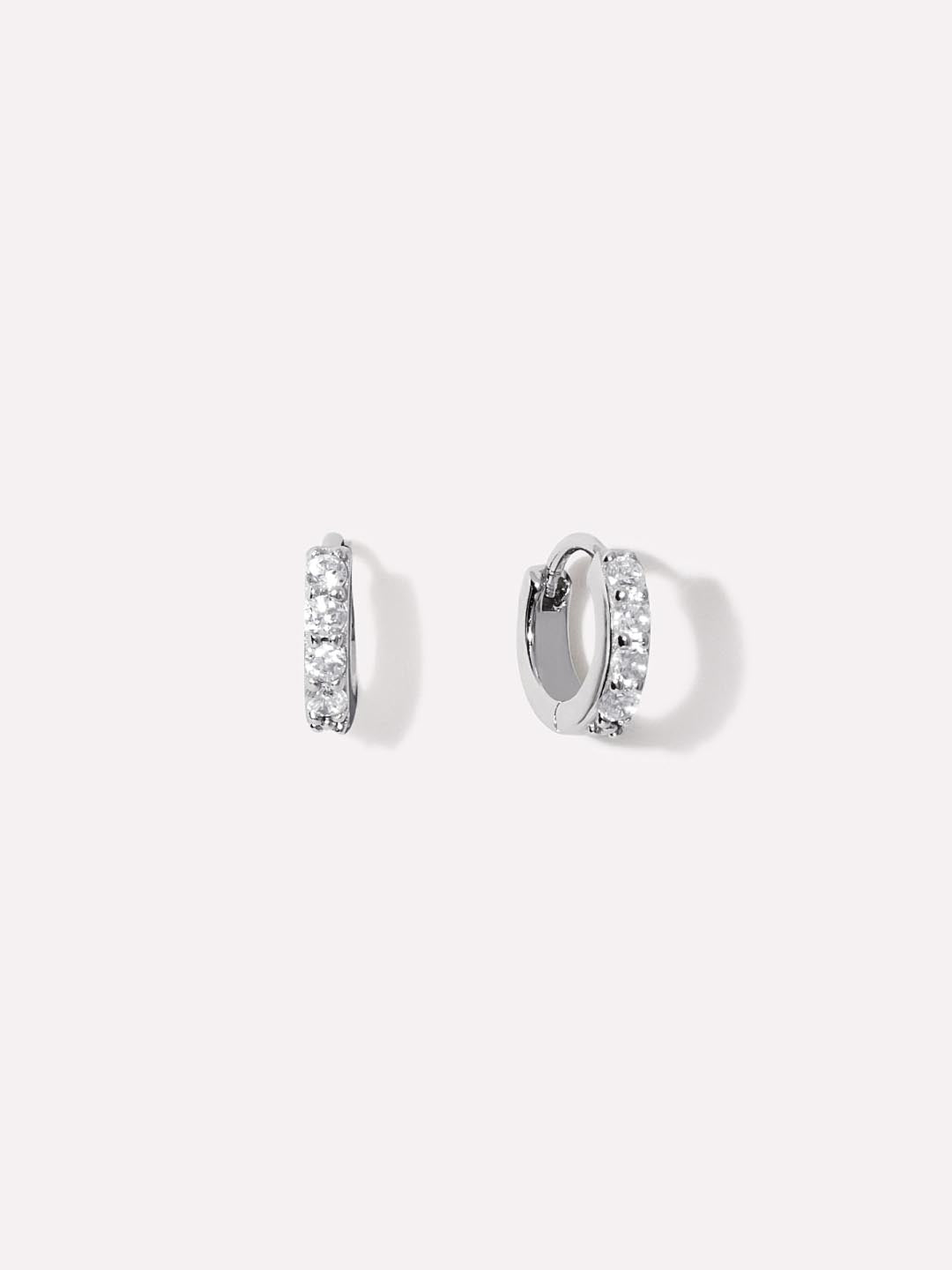 Suzanne Silver Huggie Hoop Earrings