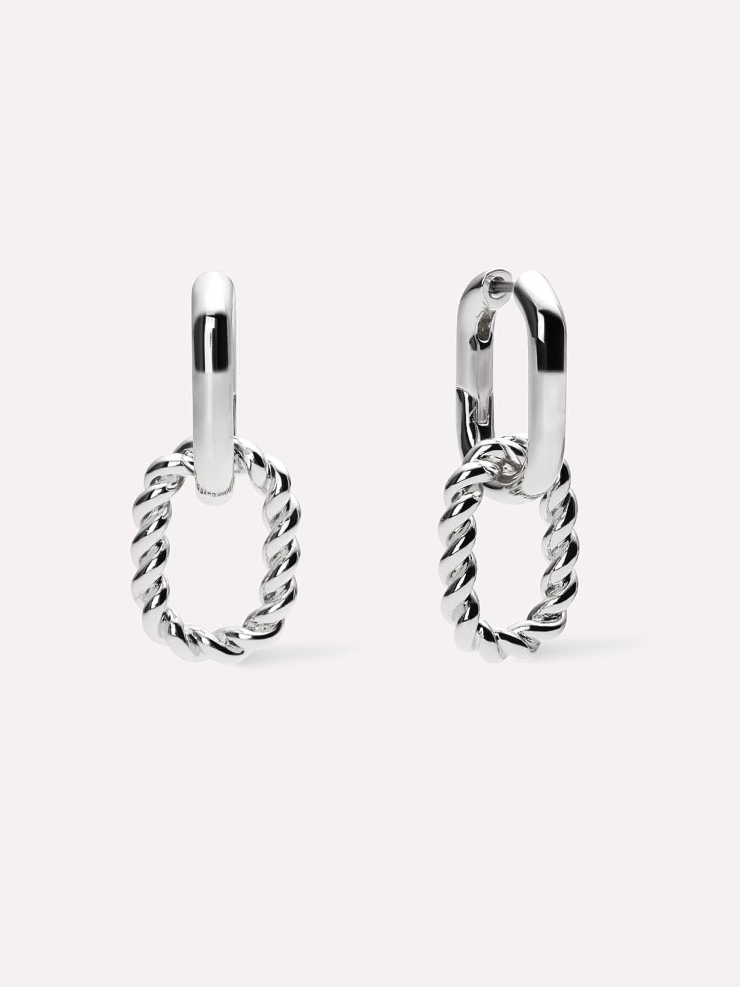 Ash Double Silver Hoop Earrings