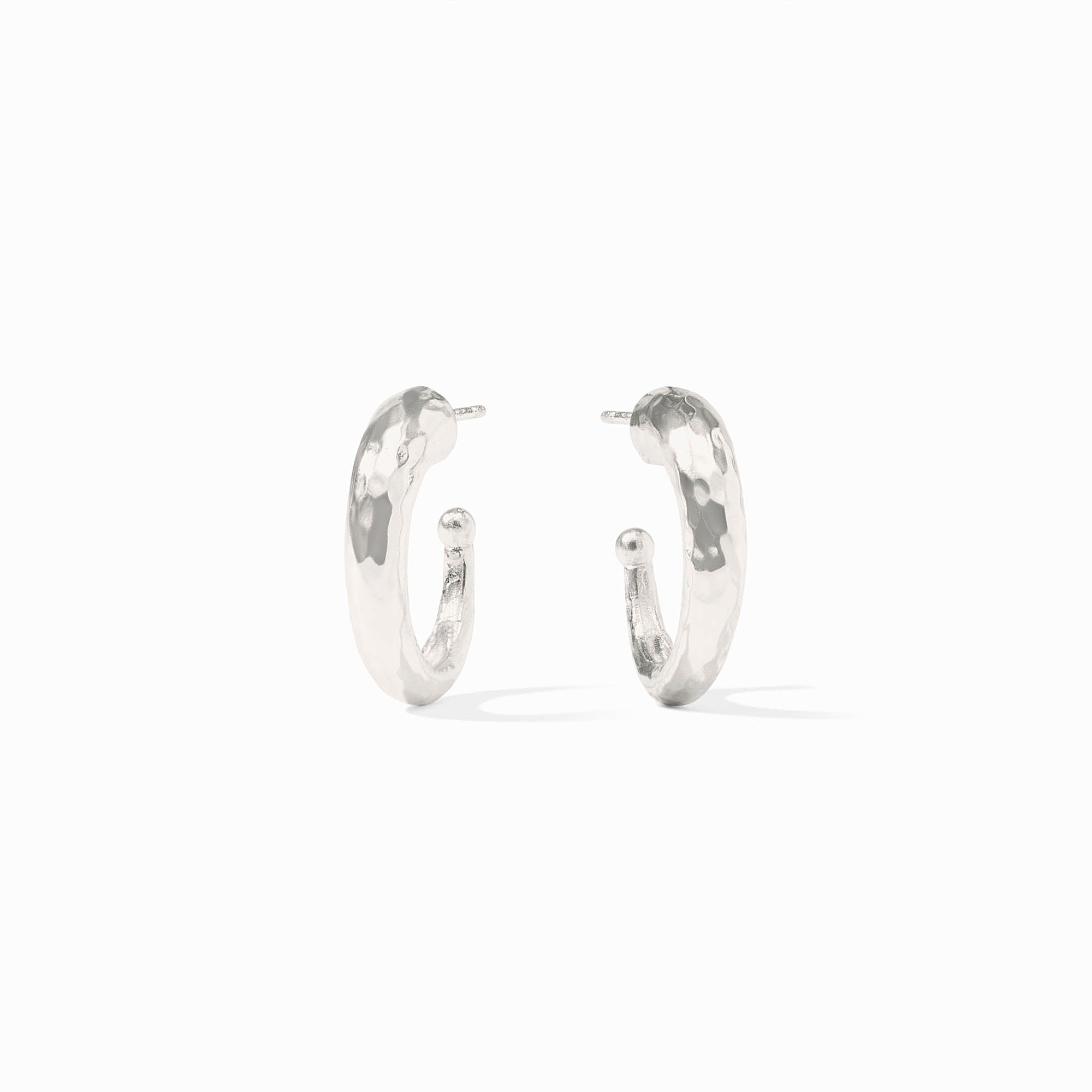 Small Silver Hammered Hoop