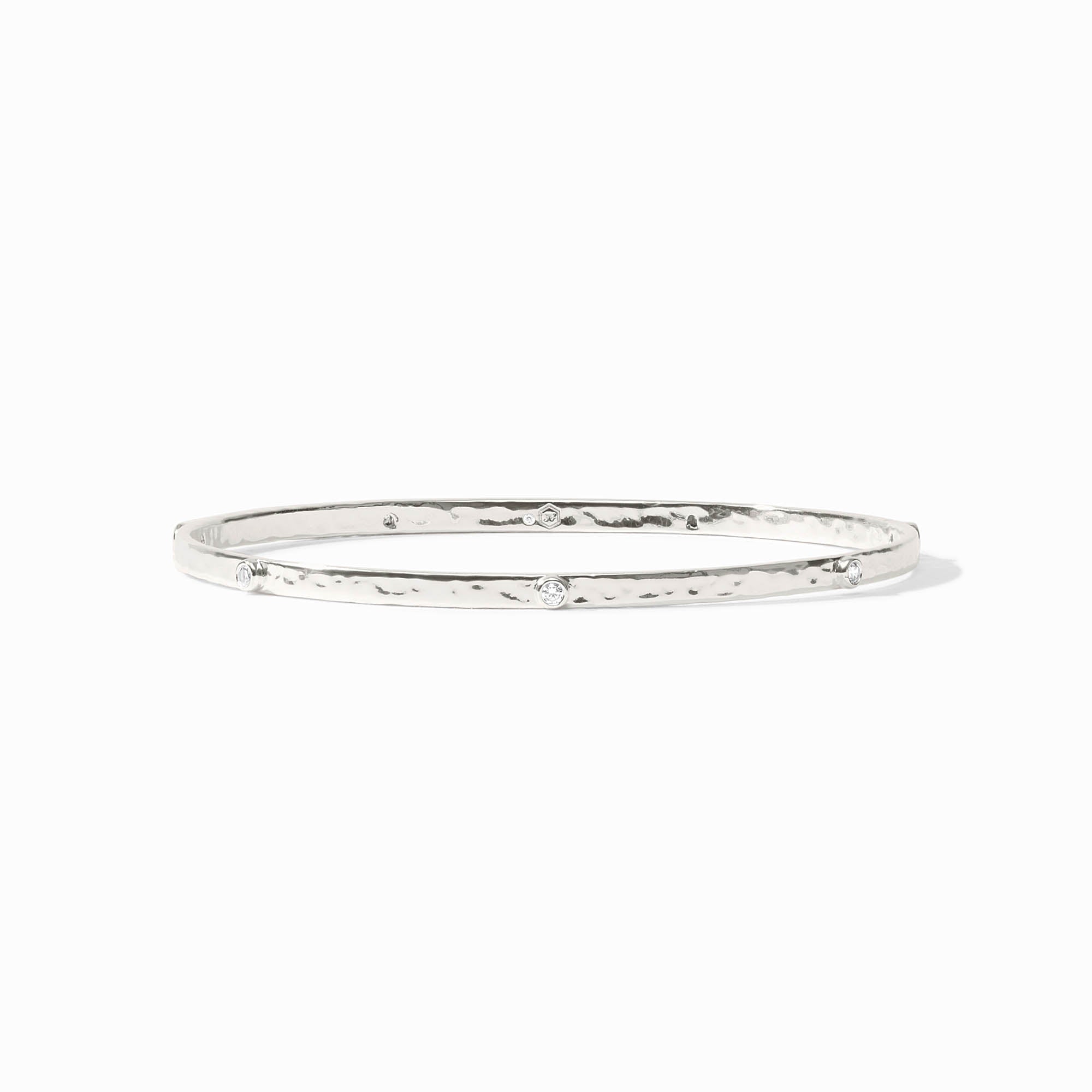 Sterling Cubic Zirconia Crescent Stone Bangle Medium