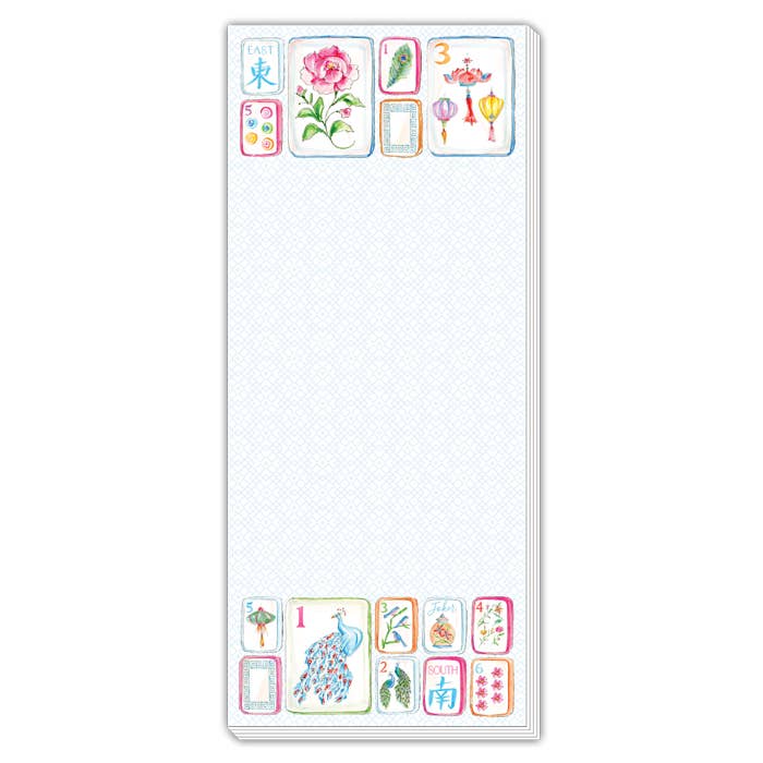 Mahjong Tiles with Flowers and Birds Skinny Notepad