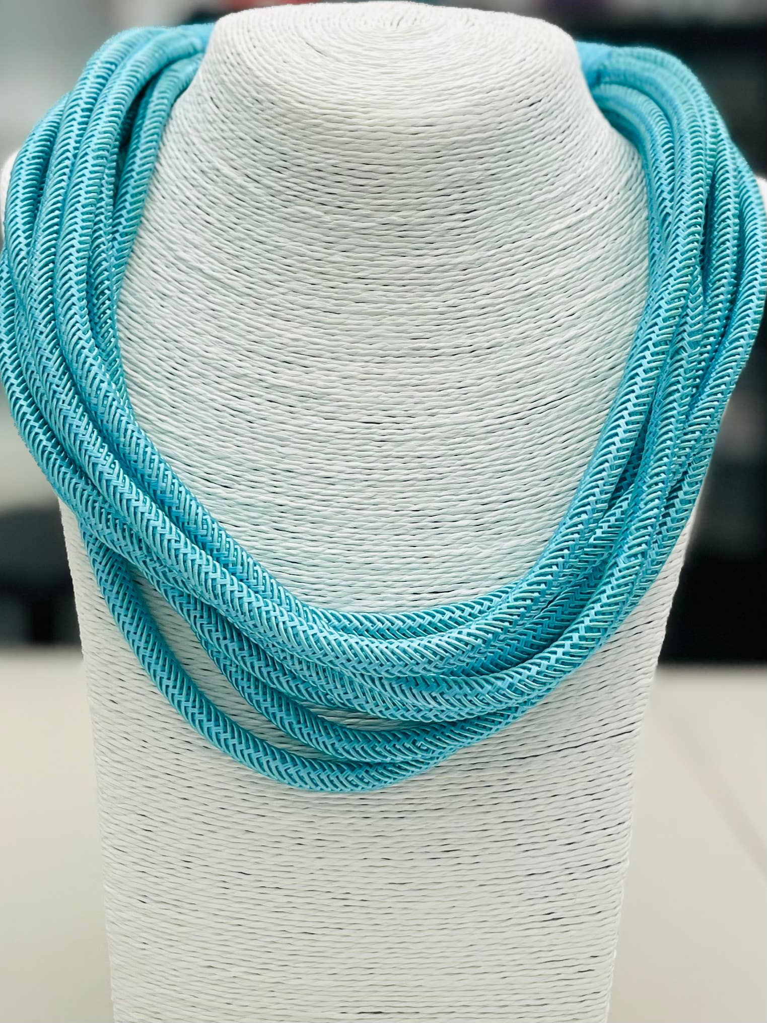 Turquoise Slub 8 Strand Necklace