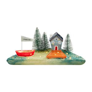Large Lake Scene Light Up Sitter