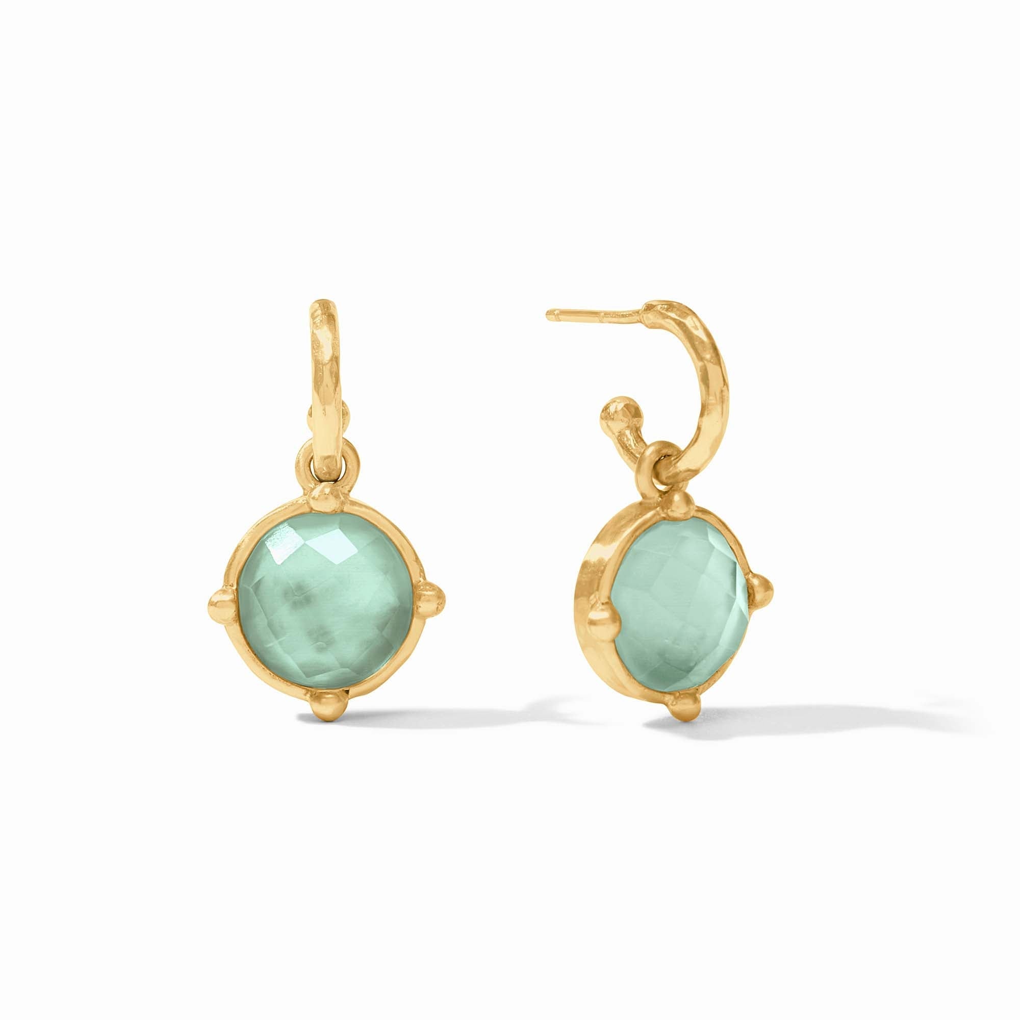 Honeybee Iridescent Aquamarine Blue Hoop & Charm Earring