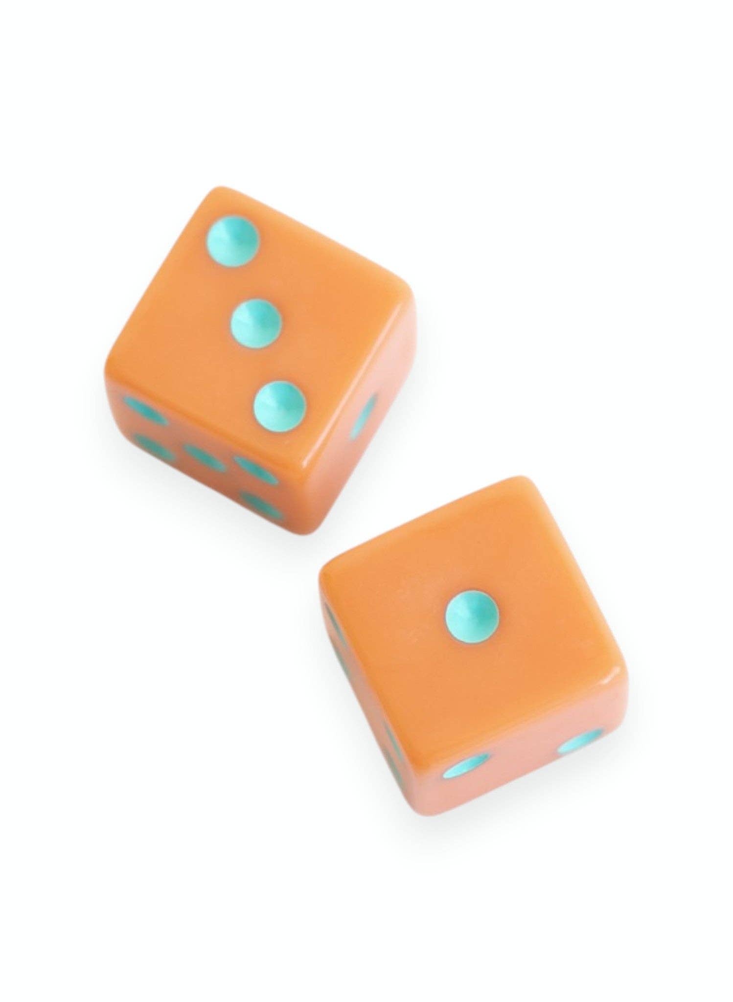 Dice Set of 2 - Cantaloupe with Light Aqua-Home-Peace Love Mahjong-Little Red Bird Gifts