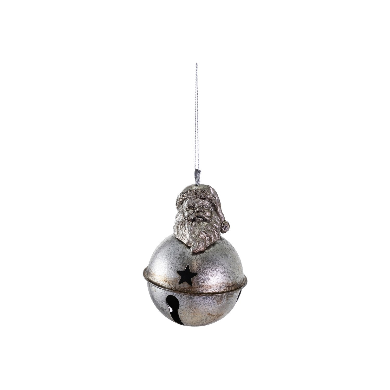 Santa & Star Metal Bell Ornament