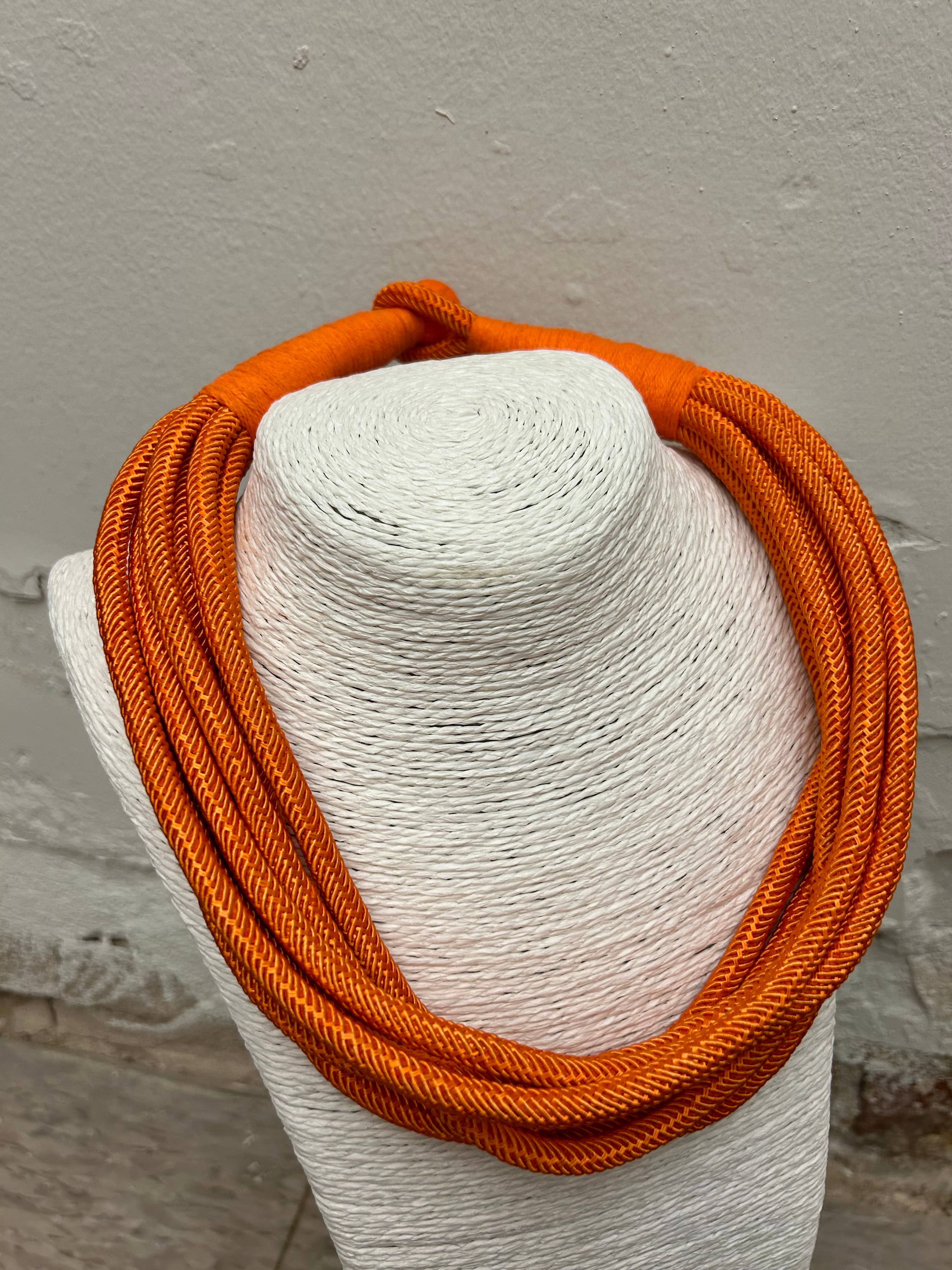 Orange Slub 8 Strand Necklace