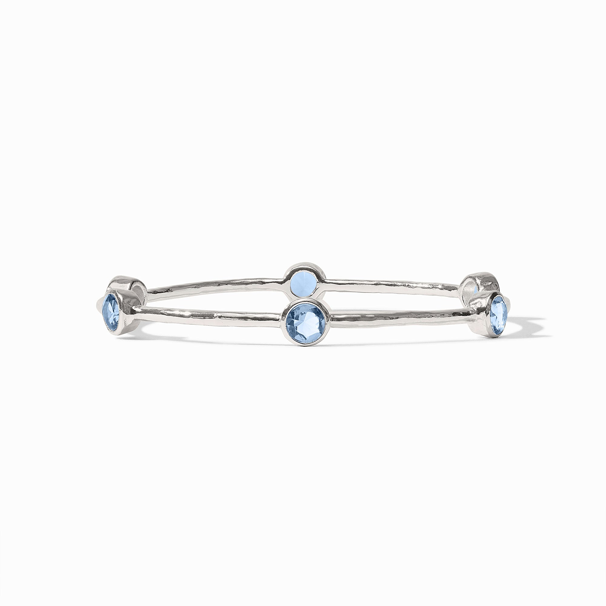 Silver Clear Chalcedony Blue Milano Bangle Medium