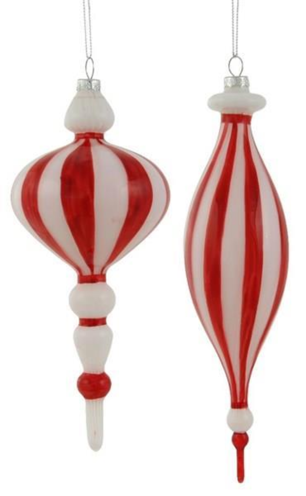 8.5”-9”H Glass Finial Ornament 2 Asst