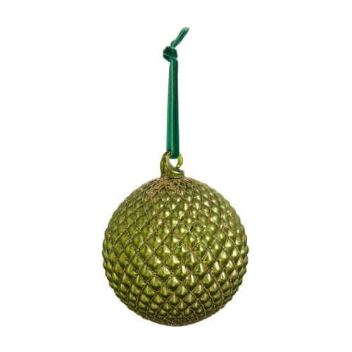 4" Green Quilted Ball Ornament