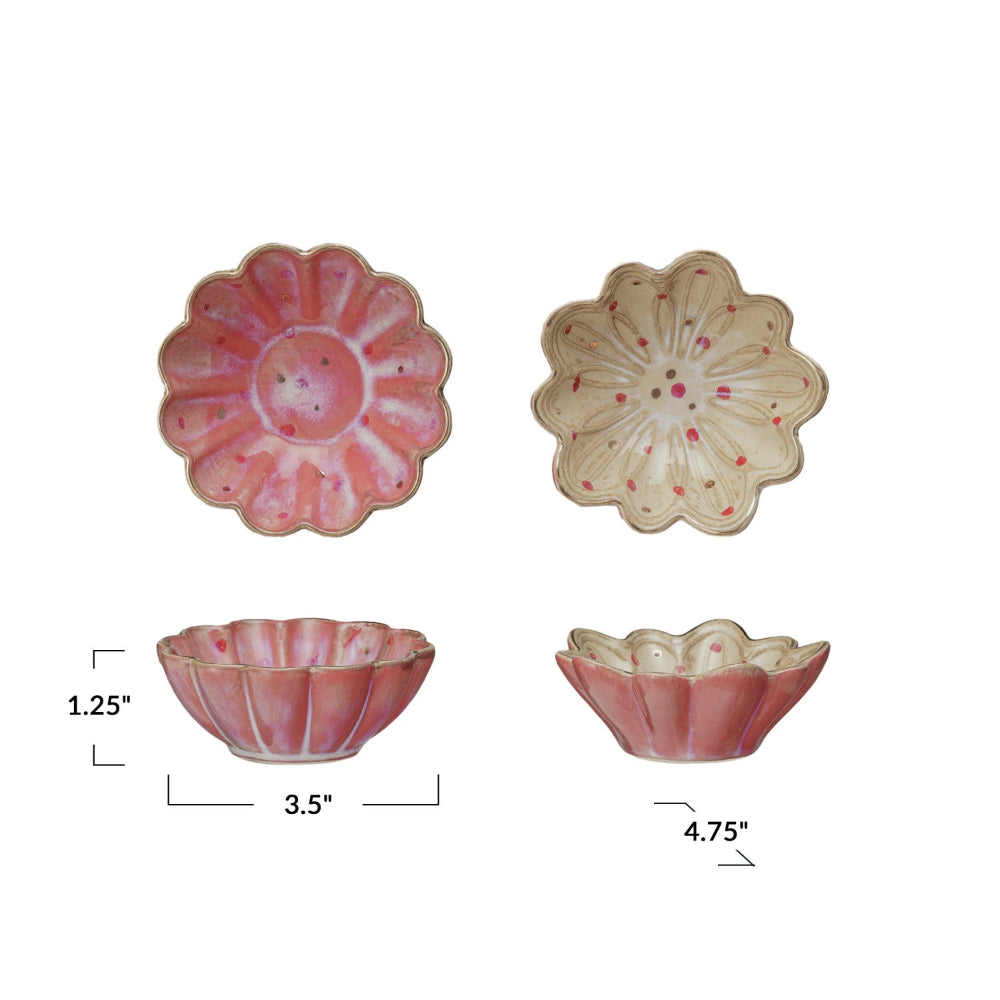 Decorative Stoneware Dish w/ Hand-Painted Dots & Electroplating, 2 Styles