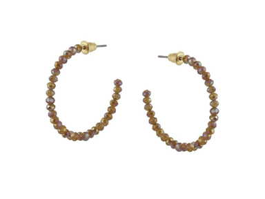 Big Metal London Elsa Beaded Hoop Earrings - Chocolate