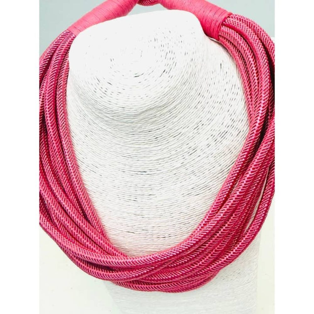 Baby Pink Slub 8 Strand Necklace