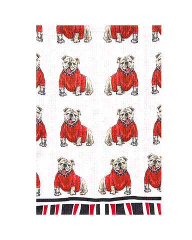 Game Day Bulldog Double Sided Tea Towel