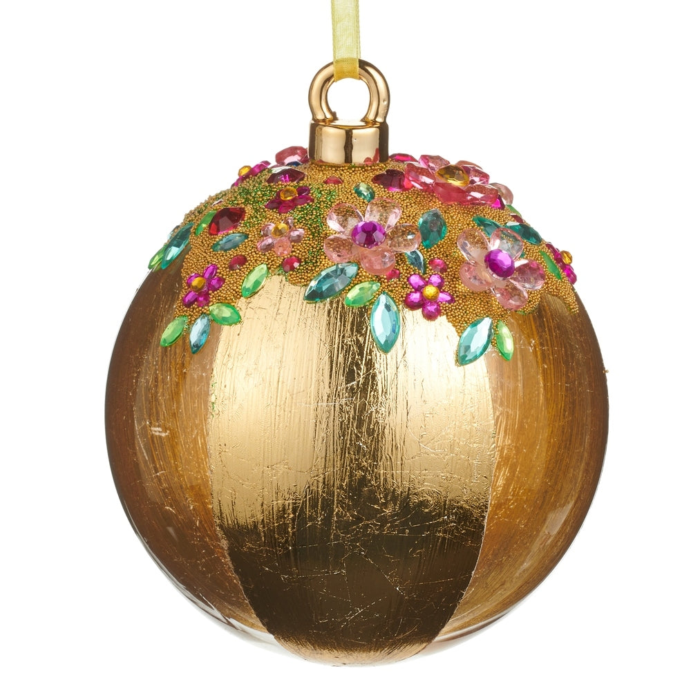 5" Gold and Jewel Ball Ornament