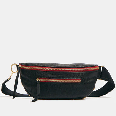 Charles Crossbody Med Black/Brushed Gold Red Zip