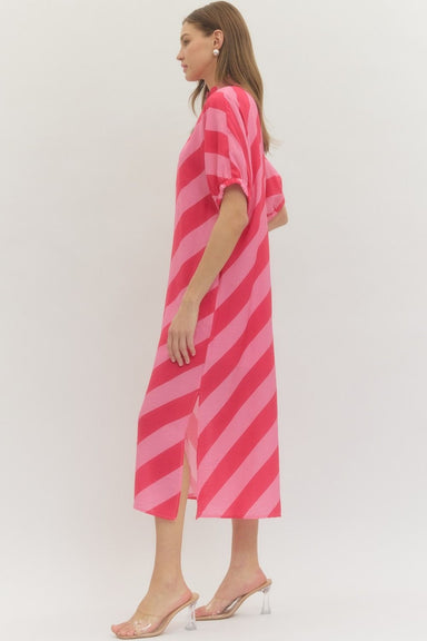 Diagonal Stripe Midi Dress