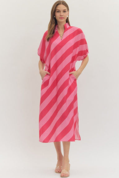 Diagonal Stripe Midi Dress