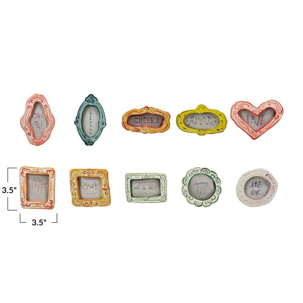 Hand-Painted Stoneware Mini Photo Frame Magnet 10 Styles
