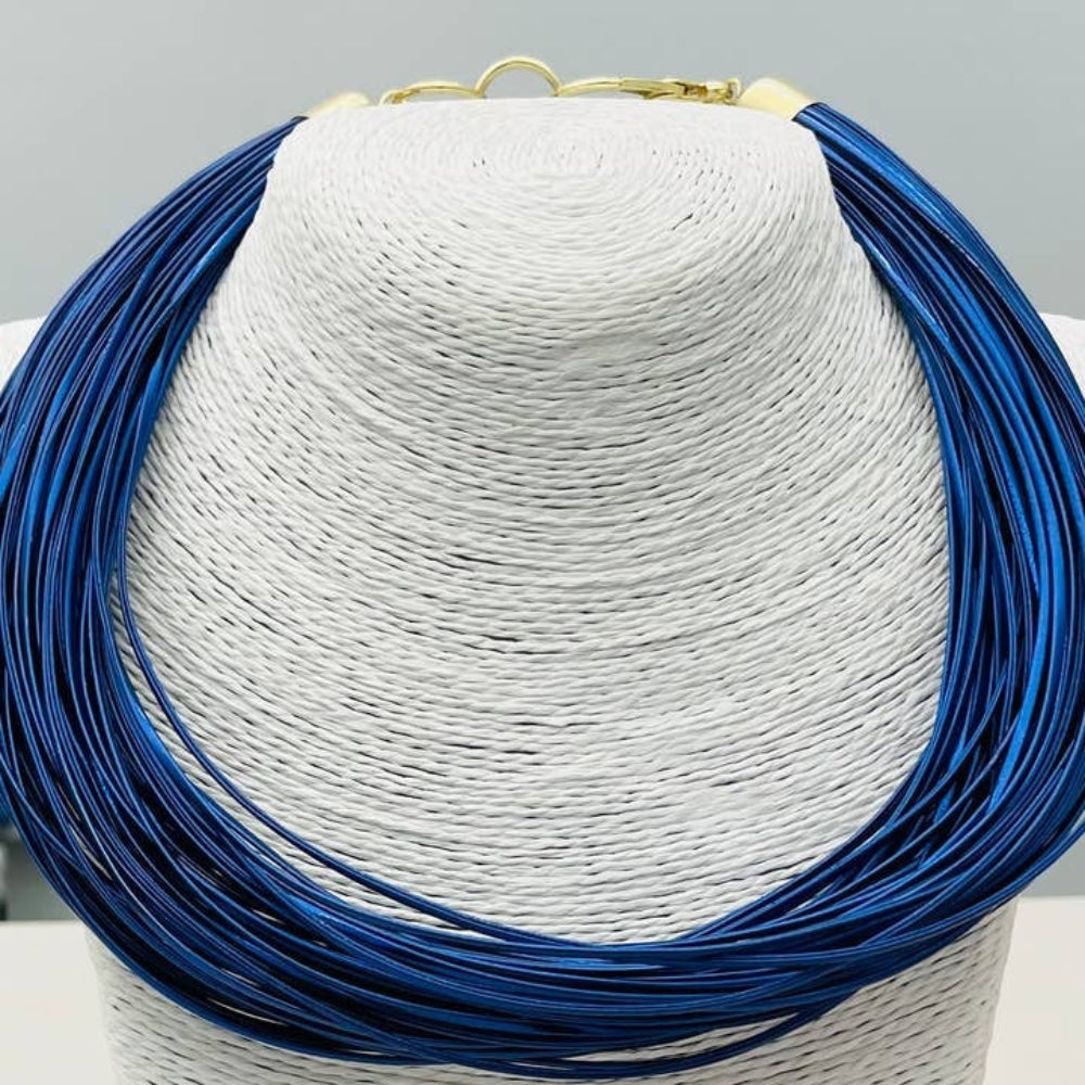 Blue Luster Leatherette Strand Necklace